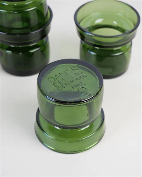 4 Dansk Green Glass Candle Or Tealight Holders By Jens Quistgaard Denmark 1960 For Sale At 1stdibs