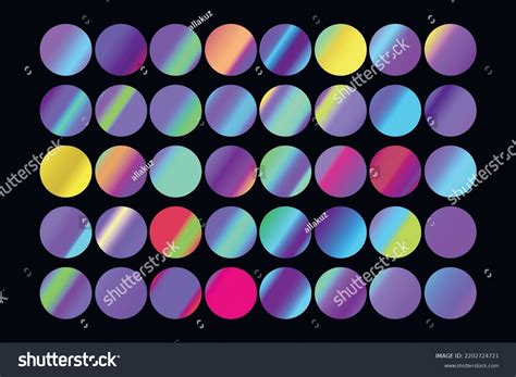 Metalic Gradient Collection Shiny Rainbow Hologram Stock Vector