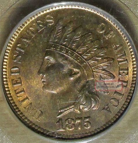 1875 Indian Head Cent Pcgs Ms 65 Rb Eagle Eye Photo Seal Bold Luster