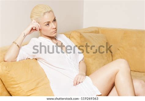 Sexy Beautiful Blonde Woman White Shirt Stock Photo Shutterstock