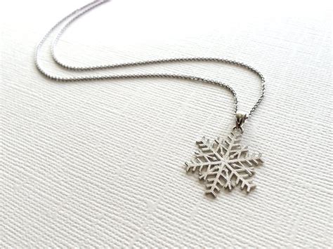 Snowflake Necklace In Sterling Silver Etsy