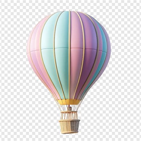 Pastel Hot Air Balloon With Wicker Basket Premium Ai Generated Psd
