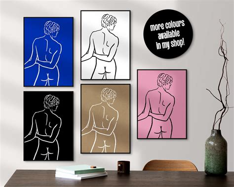 Oliver Black Printable Queer Wall Art Gay Male Nude Line Art Twink Drawing Lgbtqia Print