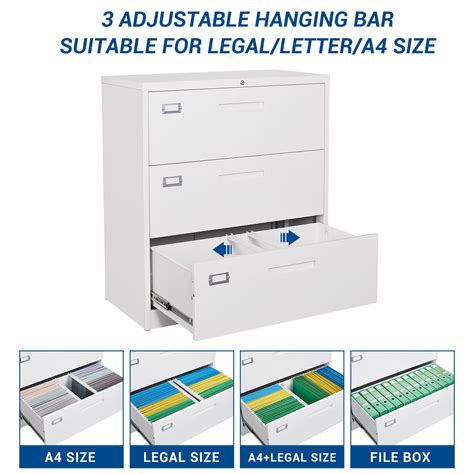 Buy STANI 3 Drawer Lateral File Cabinet With Lock Large Metal Vertical