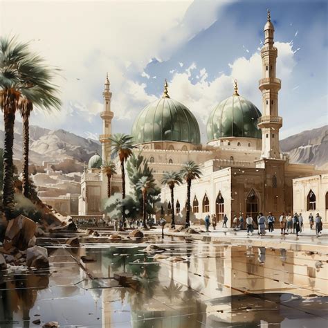 Premium Photo | Painting of Masjid Nabawi