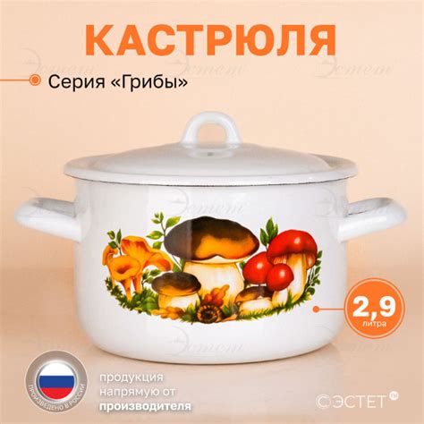 Кастрюля с крышкой 2.9 л "Эстет" эмалированная / кастрюля для ...