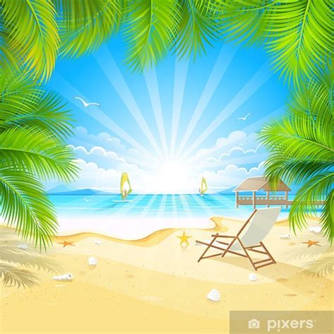 Papier Peint D Tendez Vous Sur Une Le Tropicale Pixers Fr