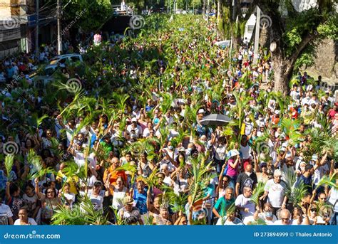 Crowds of Catholic Worshipers Wave Palm Branches during the Palm Sunday ...