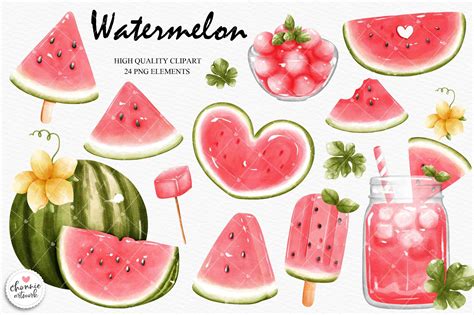 Watermelon Clipart, Pink Watermelon Graphic by Chonnieartwork · Creative Fabrica