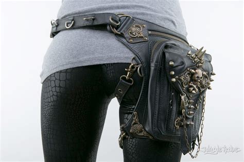 Skull Rocker Leather Holster Waist Bag Leg Bag And Hip Bag