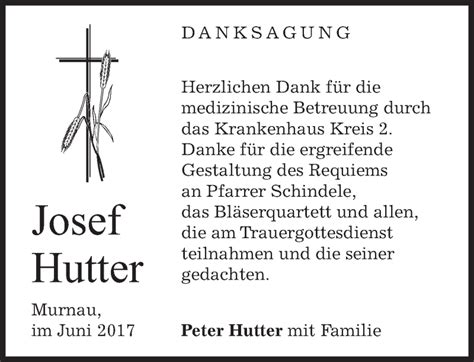 Traueranzeigen Von Josef Hutter Trauer Merkur De