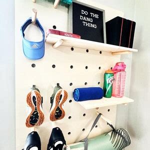 Modern Wood Pegboard Shelf Large Rectangle 36 X 48 Minimalist