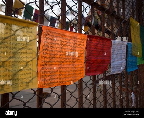 Religious Posters On Fence In Sarnath The Place Where Buddha Gave His