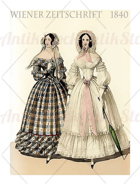 Two young ladies fancy dressed, Vienna fashion 1840 – AntikStock