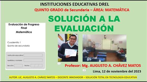 Solucion Evaluaci N Final Cuadernillo Matem Tica Quinto Secundaria