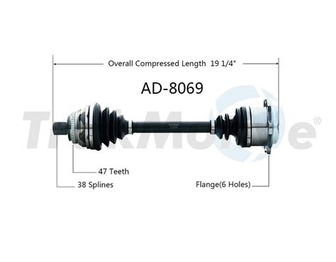 Audi CV Axle Shaft Front Passenger Side Aftermarket AD8069 Surtrack