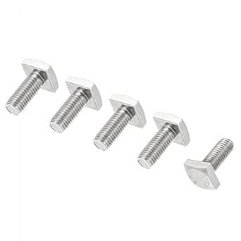 Uxcell Square Head Bolt 5pcs M10x20mm Fully Thread 304 Stainless Steel