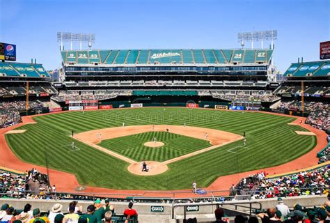 Oakland Coliseum Baseball Stadium Day Game Editorial Photography