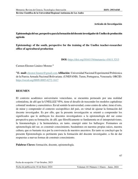 Pdf Epistemolog A Del Sur Perspectiva Para La Formaci N Del Docente