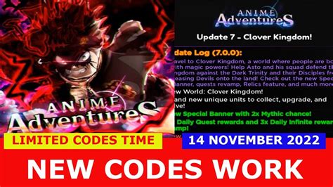 NEW UPDATE CODES UPD 7 ALL CODES Anime Adventures ROBLOX LIMITED