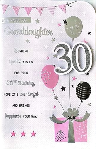 Happy 30th Birthday Card Granddaughter Balloons 223 X 152mm Amazon