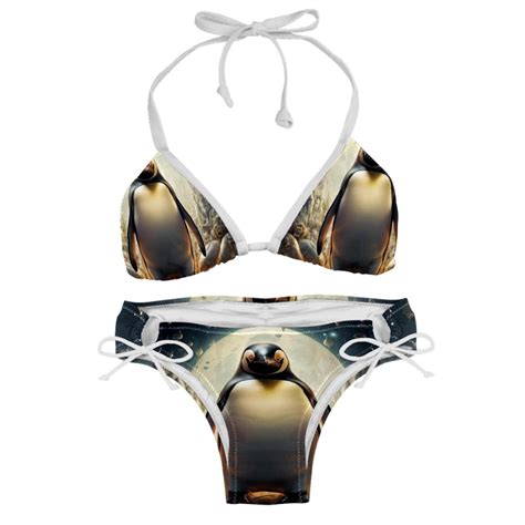 Penguin Detachable Sponge Adjustable Strap Bikini Set Two Pack Swim