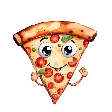 Watercolor Homemade delicious cute Pizza cartoon for food illustration ...