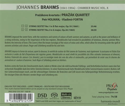 Johannes Brahms String Sextets Nos Pra K Quartet Petr