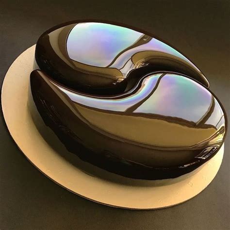 Black Mirror Glaze On One Tier Cake Separated In Two Mirror Glaze Cake