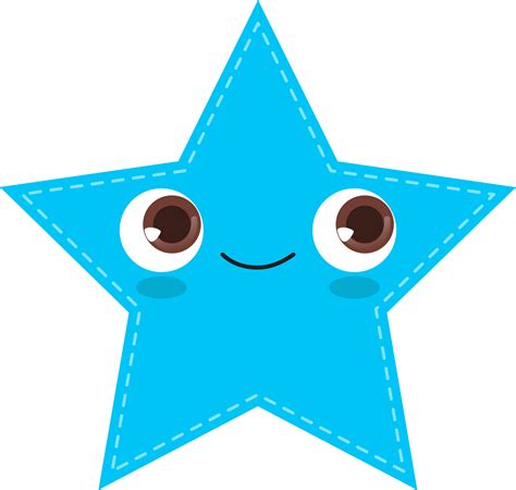 Cute Blue Star Shape With Smiling Face Flat Icon PNG 23390024 PNG