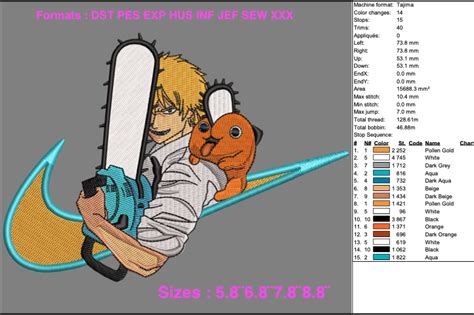 Chainsaw Man Swoosh Embroidery Design Inspire Uplift