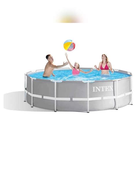 Intex Schwimmbecken Pool Grau 366 X 99 Cm Frame Pool Set Prism Rondo