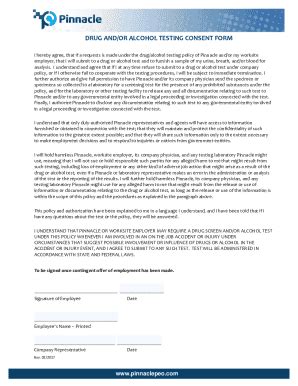 Fillable Online Drug And Alchool Testing Consent Form Drug And Alchool