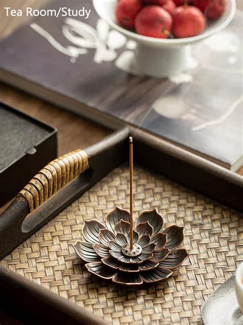 Alloy Incense Burner Stick Holder Buddhism Lotus Line Incense Plate