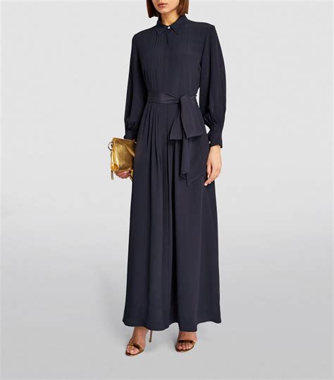 Womens Kiton Navy Silk Belted Maxi Dress Harrods UK