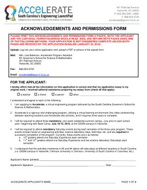 Fillable Online Acknowledgements And Permissions Form Fax Email Print