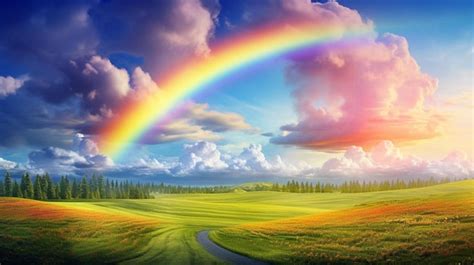 Premium AI Image | rainbow in the sky and the road