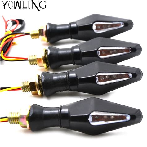 Universal Motorcycle Led Flashing Bike Turn Signal Lights Arrow Amber Black Turn Indicators