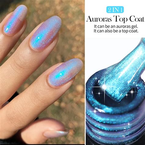 LILYCUTE Blue Aurora Gel Nail Polish Top Coat Summer Purple Pearl