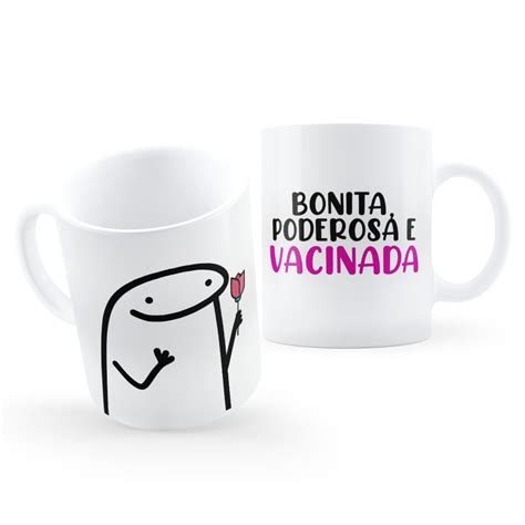 Caneca Bonita Poderosa E Vacinada Flork Meme Madeiramadeira