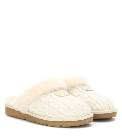 UGG Cozy Knit Slippers in White | Lyst