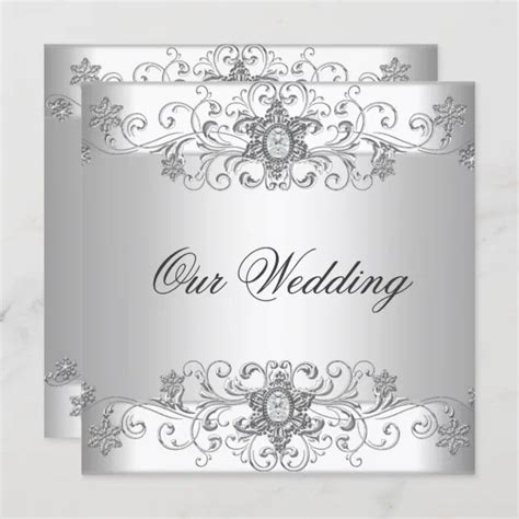 Elegant Wedding Silver White Diamond Jewel Invitation Zazzle