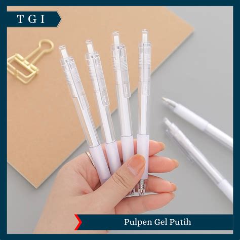 Jual Tgi Pena Gel Tinta Cair Pulpen Gel Putih Mm Polos Bolpoin Gel