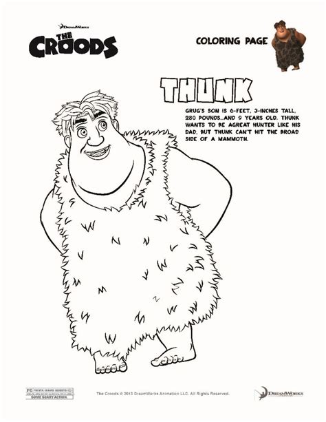 The Croods Coloring Pages Thunk The Croods Coloring Pages Free