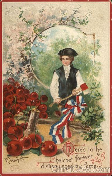 George Washington and the Cherry Tree Patriotic Postcard