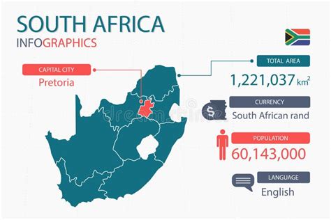 South Africa Map Infographic Elements With Separate Of Heading Is Total