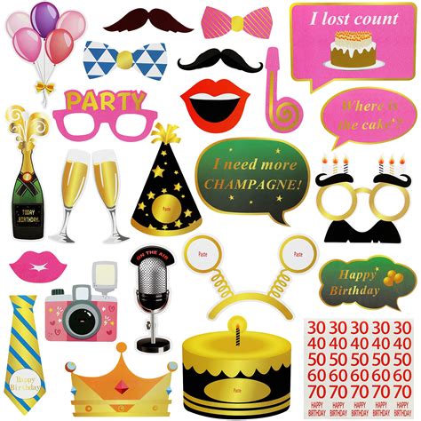 Buy Photo Booth Props Birthday 24 Pieces Funny Photo Booth Props With