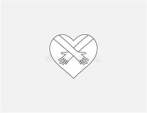 Embrace Hand Heart Hug Care Love Icon Vector Illustration Flat