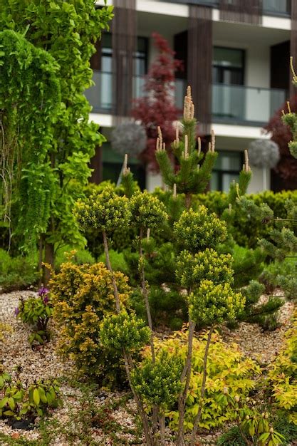 Premium Photo | A garden with a balcony and plants