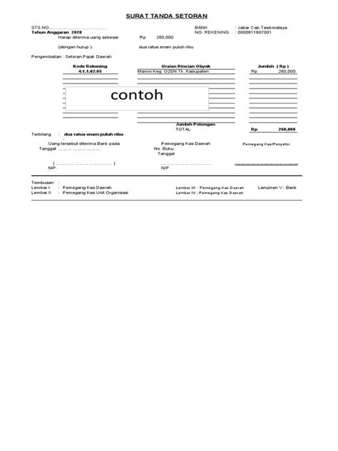 Contoh Sts Pajak Daerah Dan Pengembalian Pdf